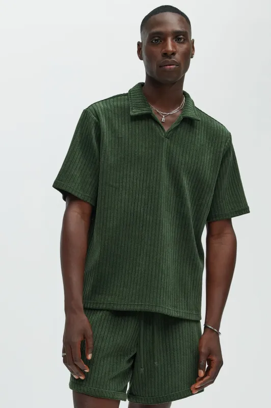 Easton Textured Polo Shirt - Green sold by Fashion Nova