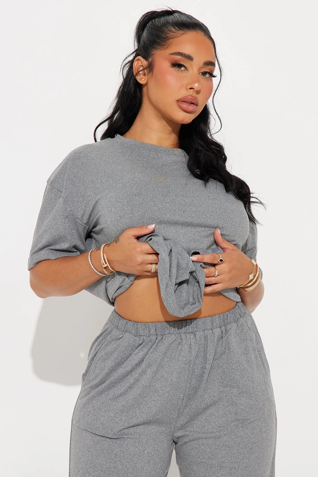Relax Mood PJ Pant Set - Heather Grey sold by Fashion Nova product image thumbnail 2