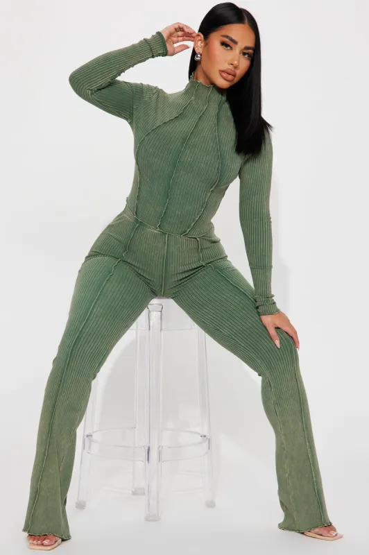 Good Day Mineral Wash Pant Set - Olive made by Fashion Nova