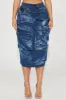 Not Sorry Mineral Wash Cargo Midi Skirt - Dark Wash sold by Fashion Nova