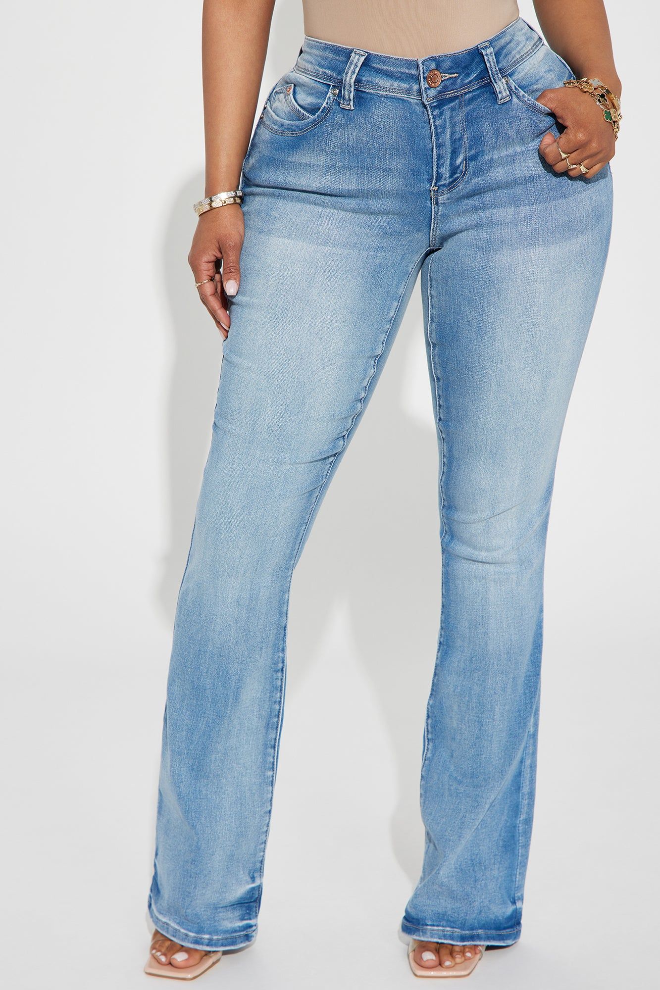 Someone New Booty Lifting Stretch Bootcut Jeans - Light Wash sold by Fashion Nova product image thumbnail 2