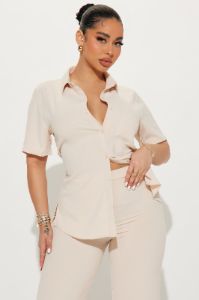 Makenzie Short Sleeve Pant Set - Oatmeal sold by Fashion Nova