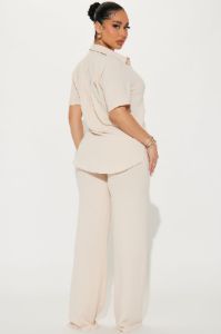 Makenzie Short Sleeve Pant Set - Oatmeal sold by Fashion Nova