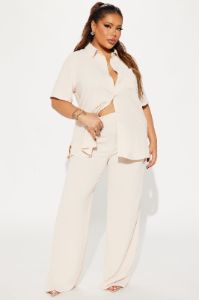 Makenzie Short Sleeve Pant Set - Oatmeal sold by Fashion Nova