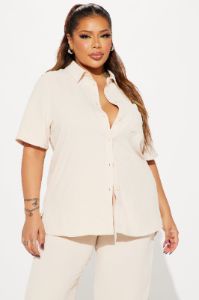 Makenzie Short Sleeve Pant Set - Oatmeal sold by Fashion Nova
