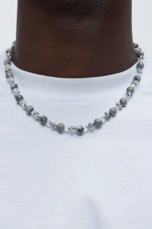 Cross Beaded Necklace - Silver sold by Fashion Nova