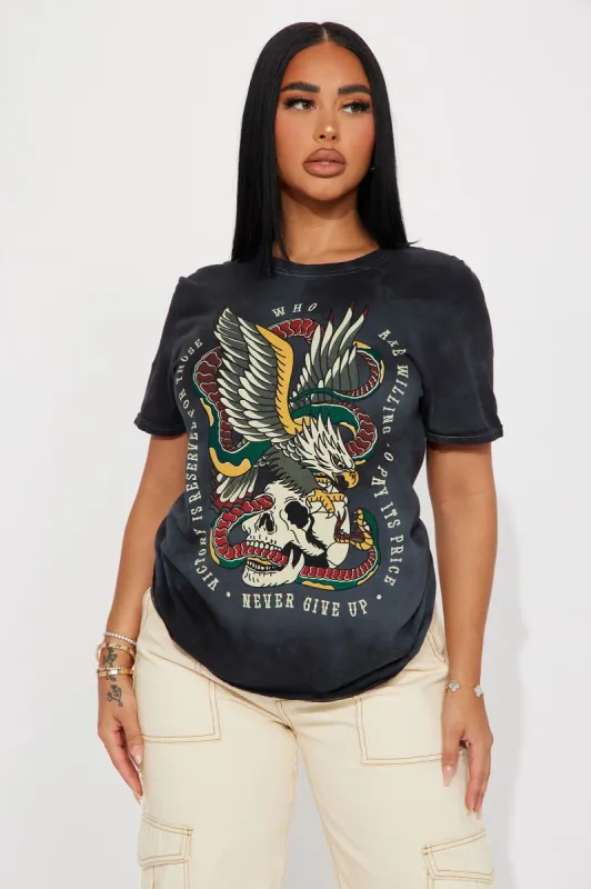 Never Giving Up Washed Tshirt - Black Wash sold by Fashion Nova