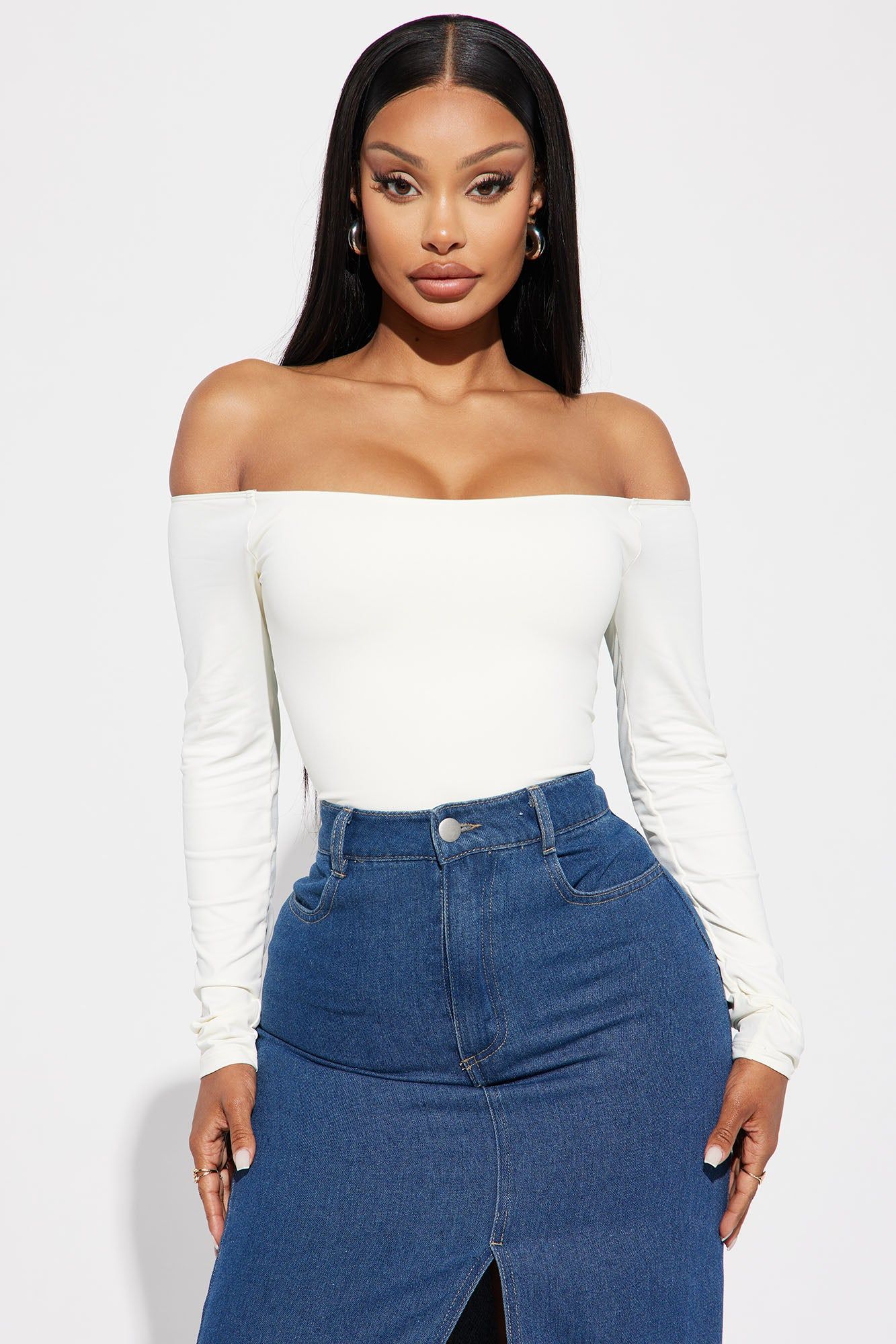 Kiara Off Shoulder Bodysuit - Beige sold by Fashion Nova product image thumbnail 3