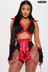 Playboy Bunny Assassin 5 Piece Costume Set - Red/Black sold by Fashion Nova