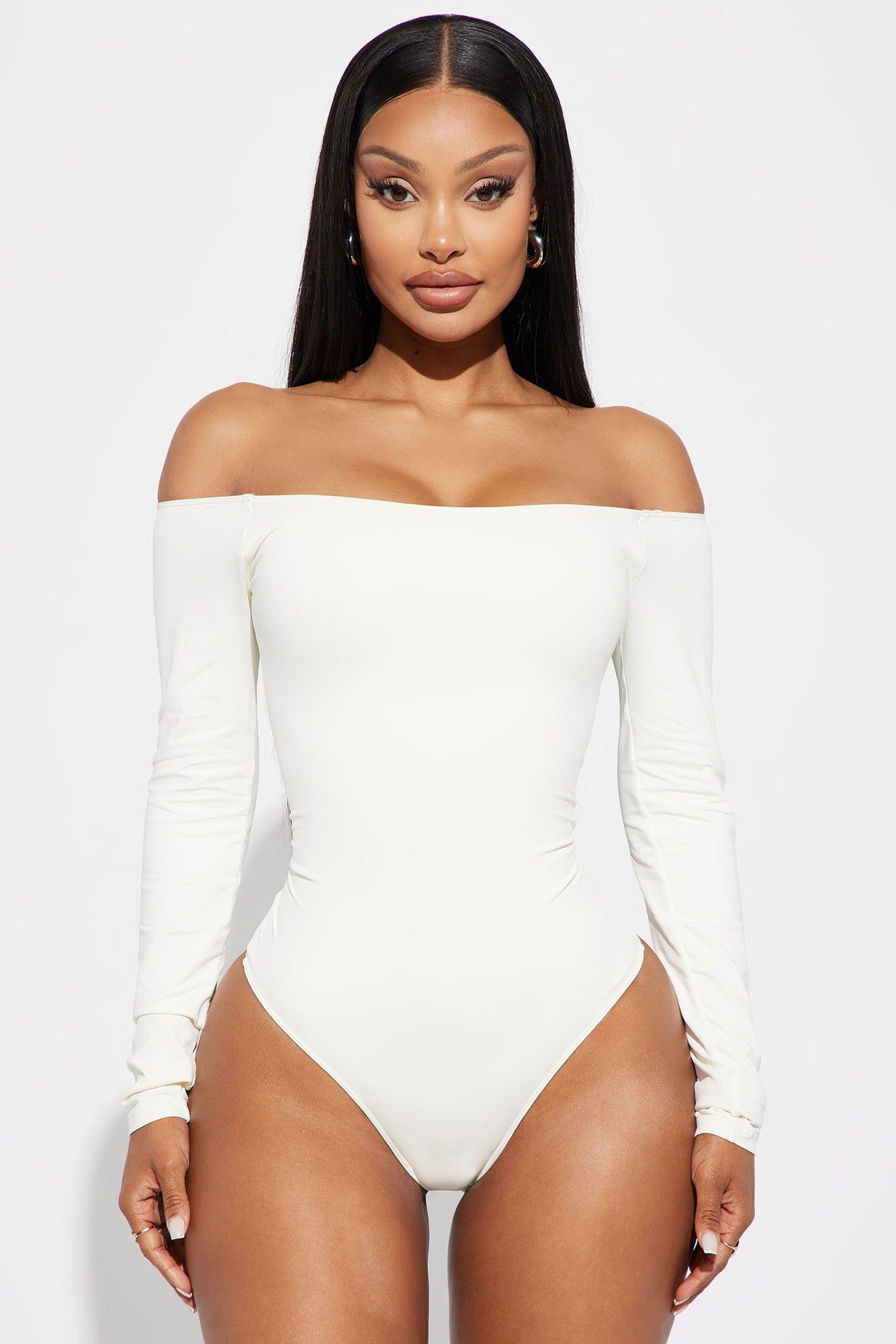 Kiara Off Shoulder Bodysuit - Beige sold by Fashion Nova