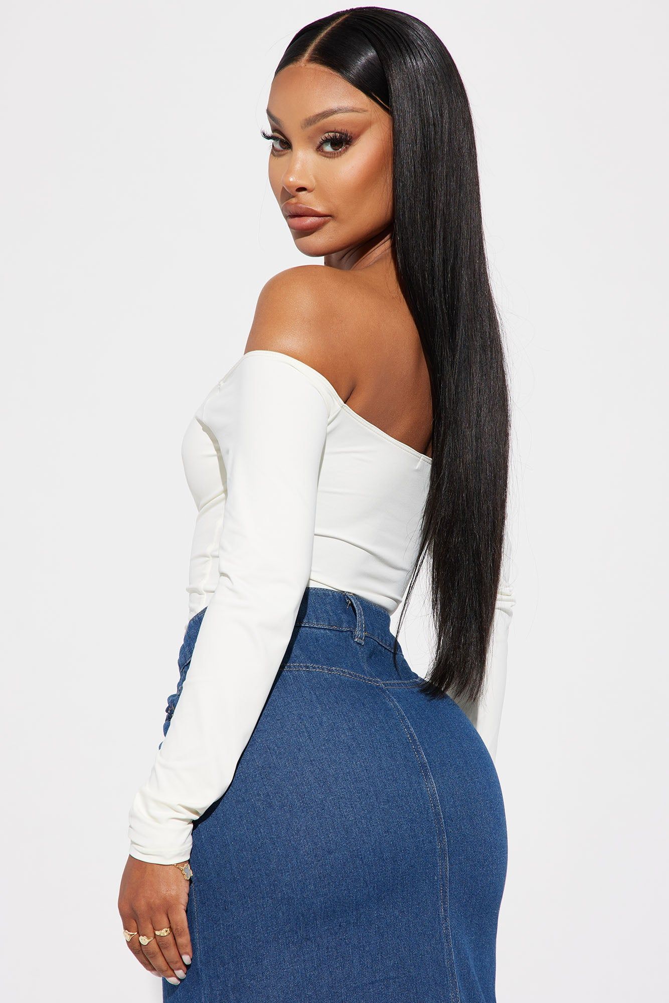 Kiara Off Shoulder Bodysuit - Beige sold by Fashion Nova product image thumbnail 4