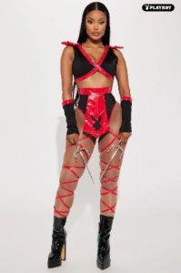 Playboy Bunny Assassin 5 Piece Costume Set - Red/Black sold by Fashion Nova