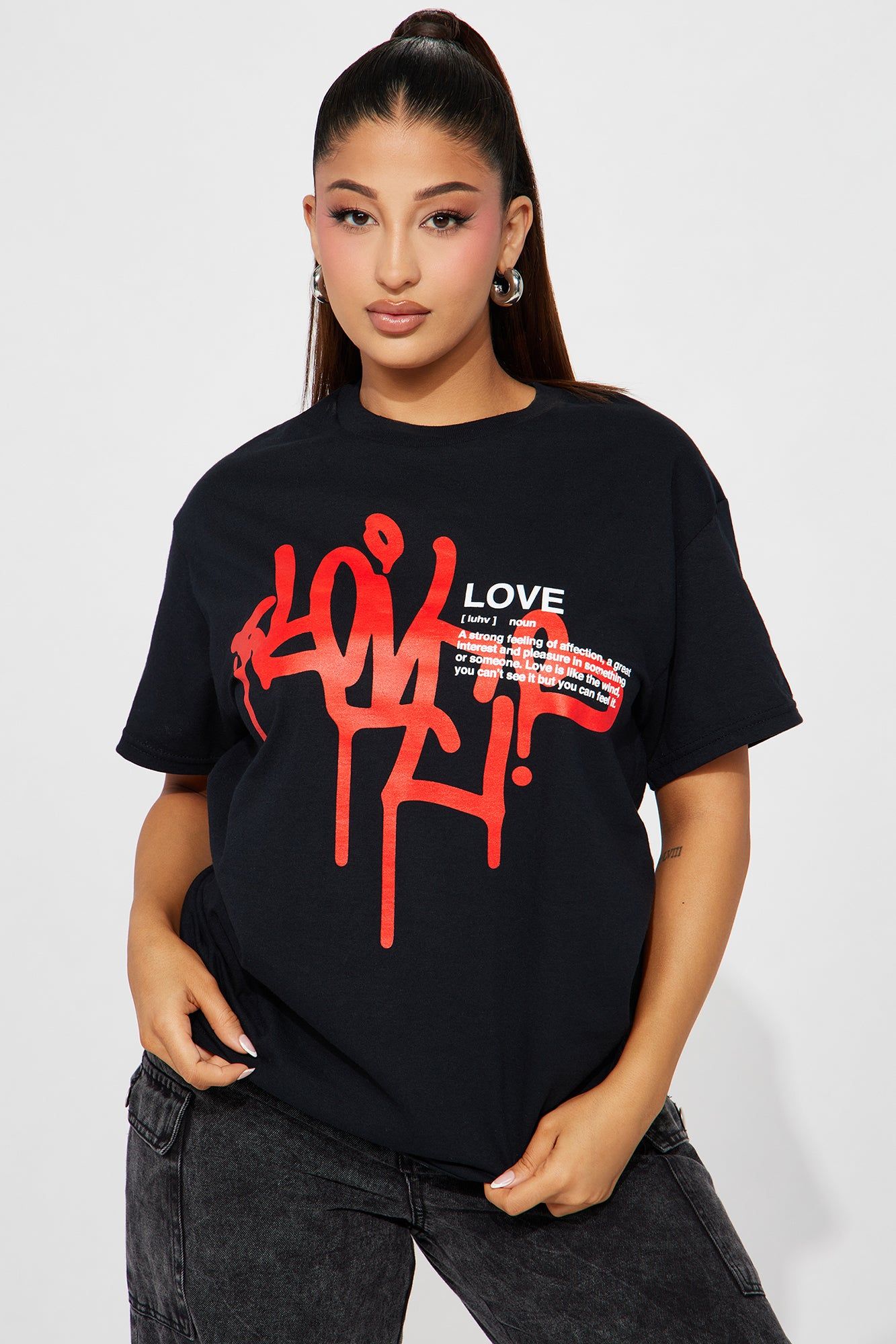 Definition of Love Short Sleeve Tee - Black sold by Fashion Nova