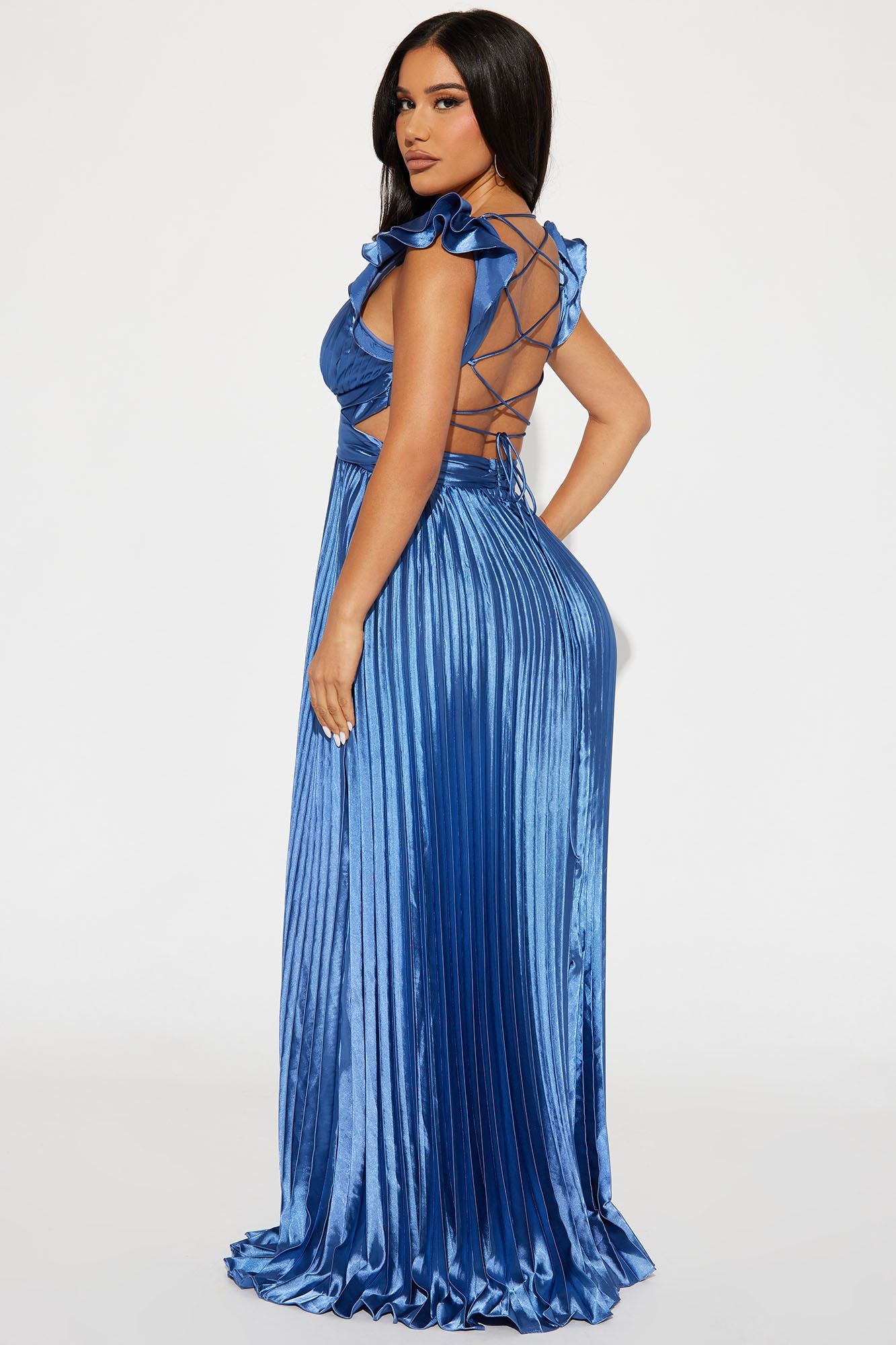 Sun Kissed Nights Satin Maxi Dress - Blue sold by Fashion Nova product image thumbnail 3