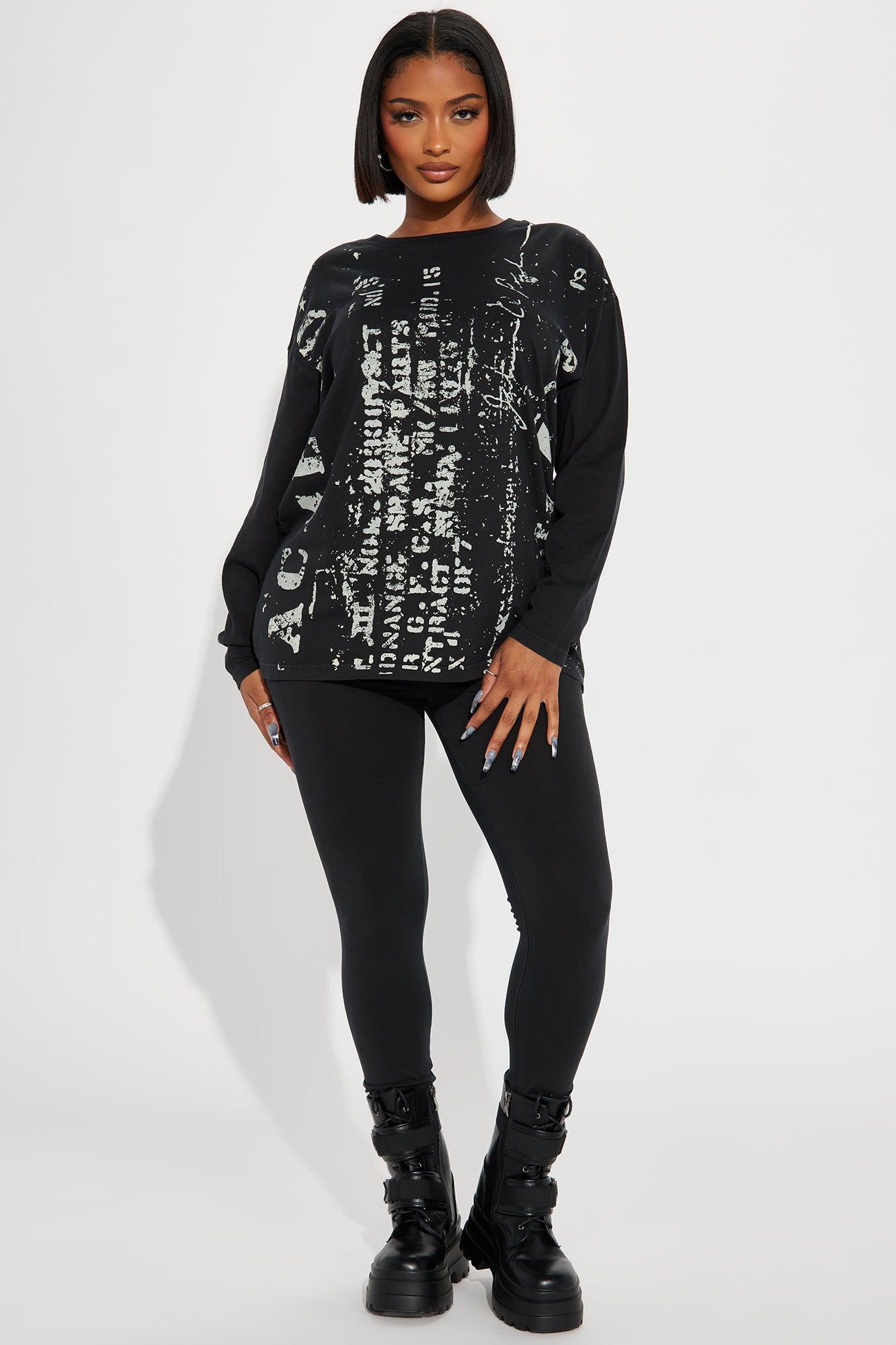 Area Codes Vintage Wash Legging Set - Black sold by Fashion Nova