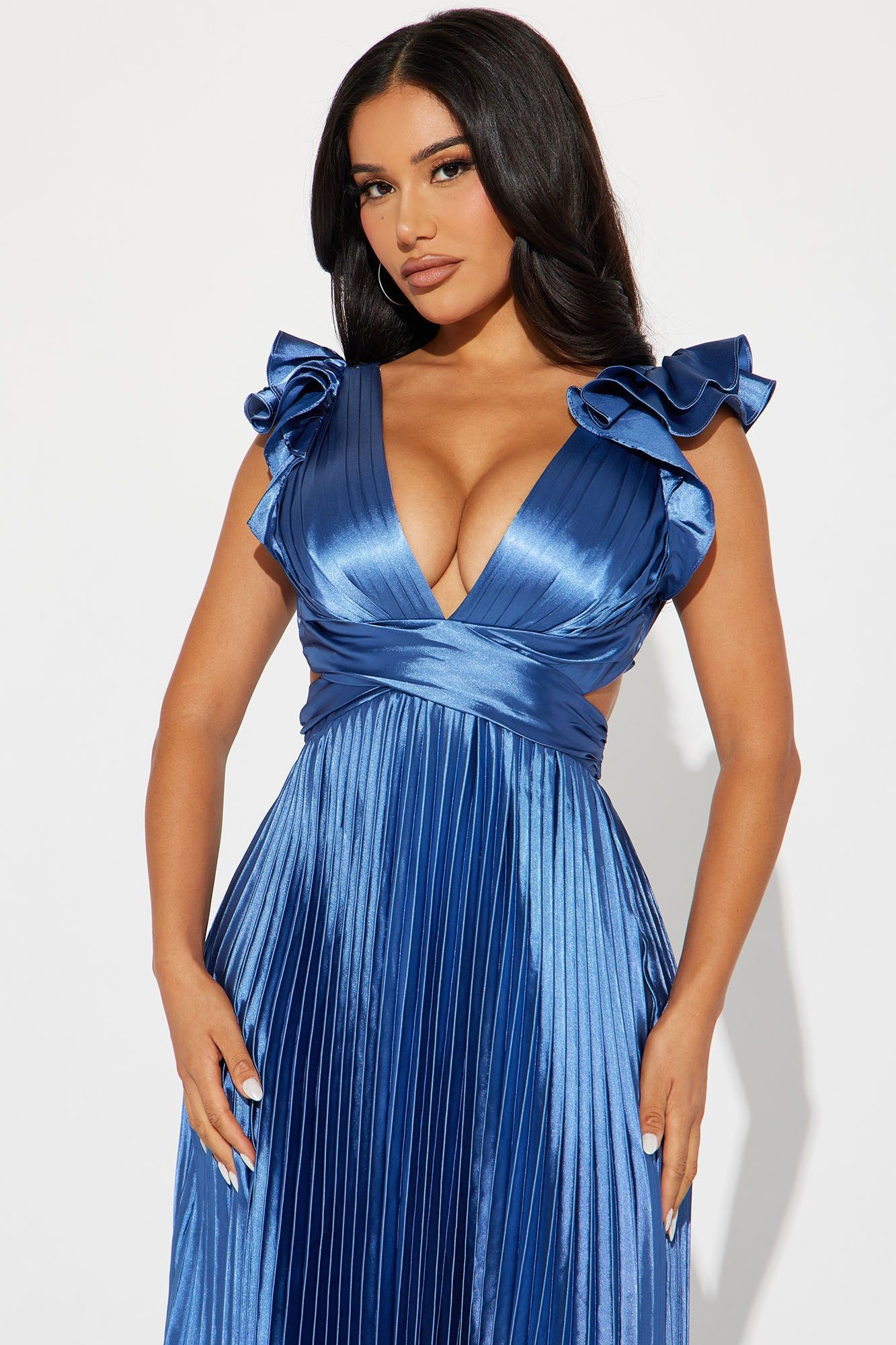 Sun Kissed Nights Satin Maxi Dress - Blue sold by Fashion Nova product image thumbnail 2