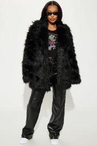 Bring It Back Faux Fur Coat - Black sold by Fashion Nova
