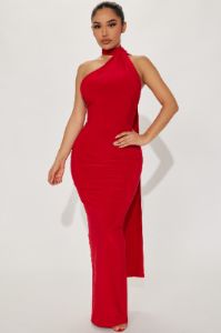 Neck Wrap Maxi Dress - Red sold by Fashion Nova