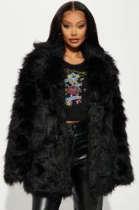 Bring It Back Faux Fur Coat - Black sold by Fashion Nova