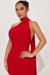 Neck Wrap Maxi Dress - Red sold by Fashion Nova