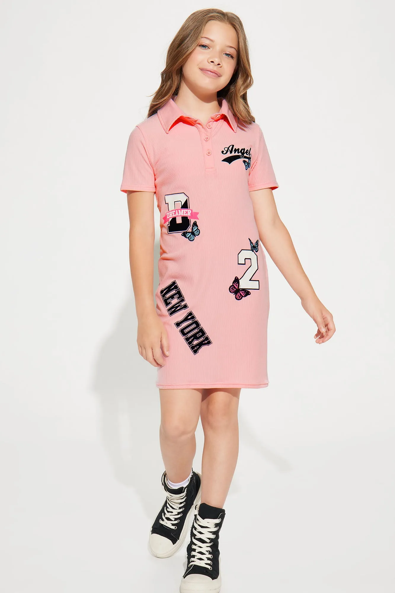 Mini Way With Words Yummy Polo Dress - Blush sold by Fashion Nova
