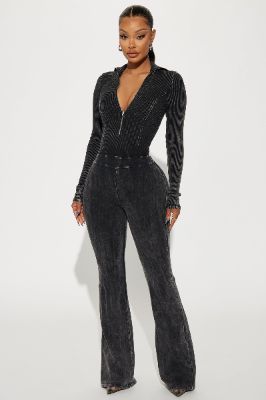 Been Like This Washed Ribbed Jumpsuit  - Black sold by Fashion Nova