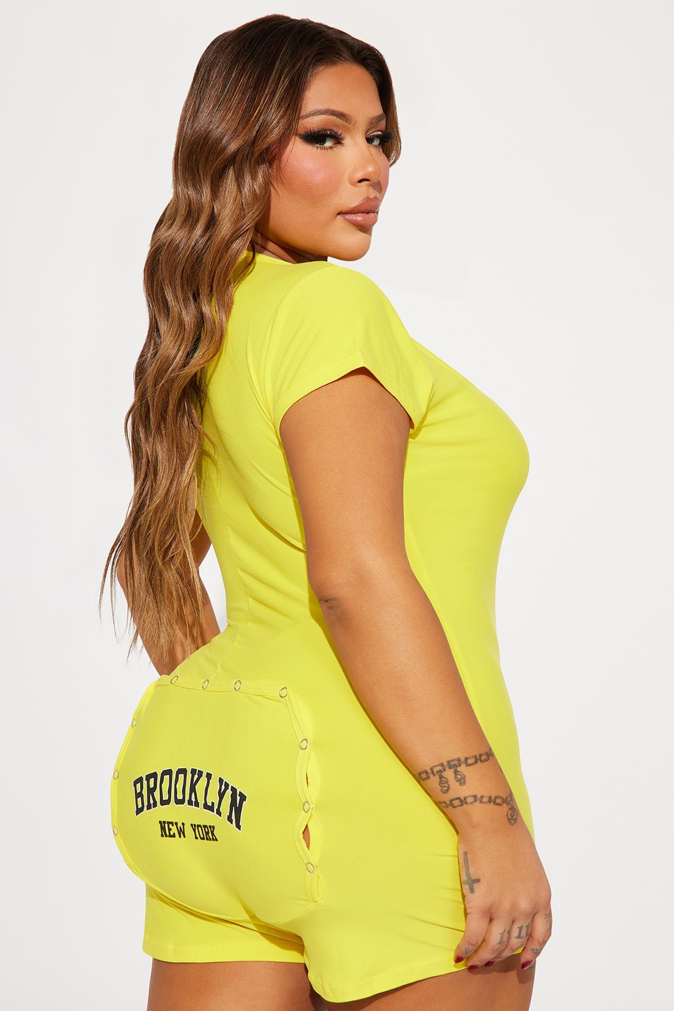 Brooklyn NY PJ Romper Onesie - Yellow sold by Fashion Nova product image thumbnail 5