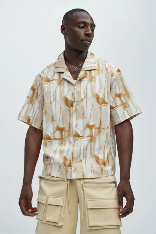 Zapatka Abstract Shirt - Brown sold by Fashion Nova