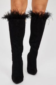 She's The Life Of The Party Knee High Heeled Boots - Black sold by Fashion Nova