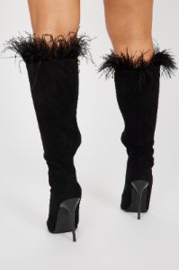 She's The Life Of The Party Knee High Heeled Boots - Black sold by Fashion Nova