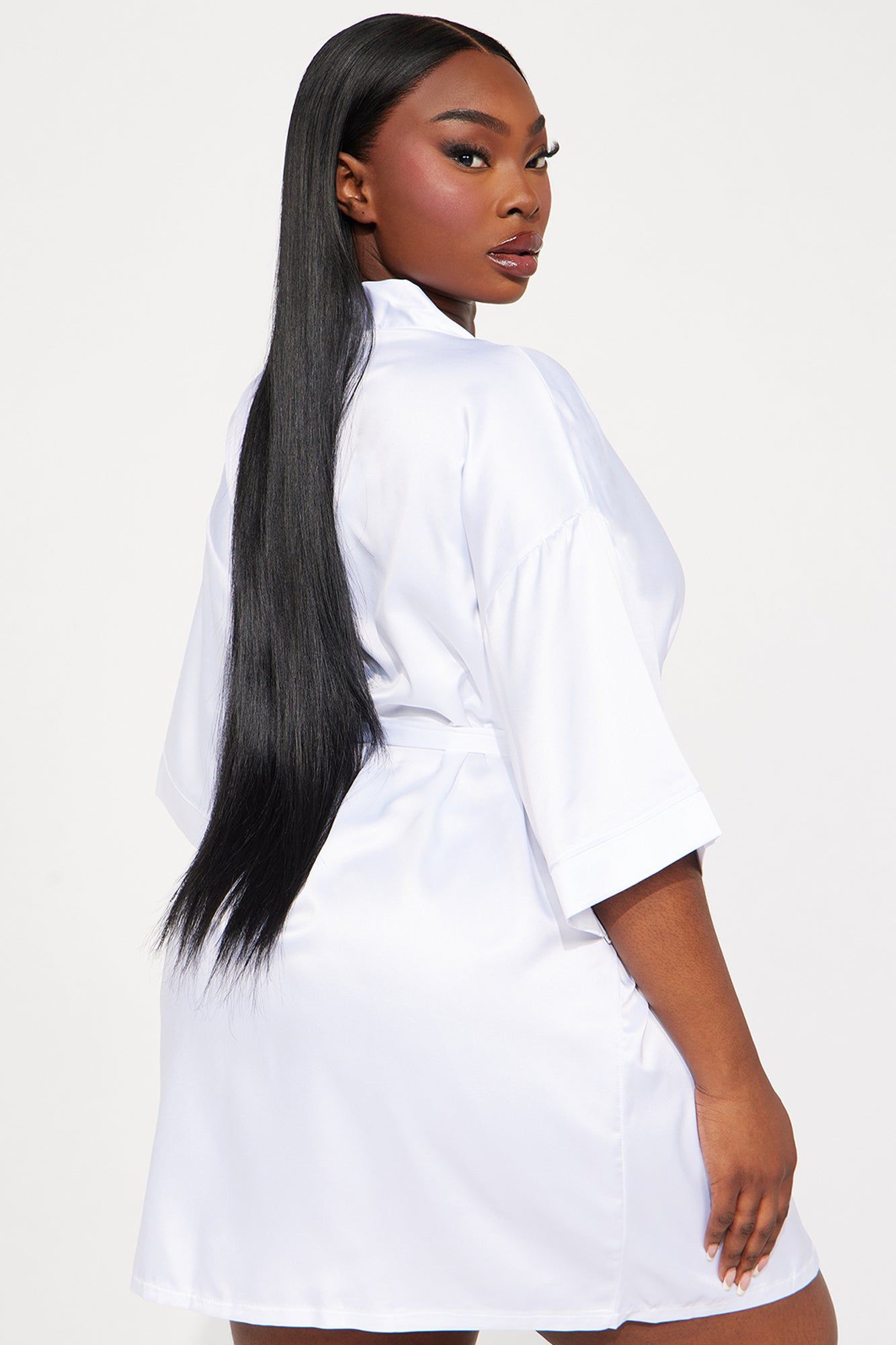 Getting Ready For You Satin Robe - White sold by Fashion Nova product image thumbnail 4