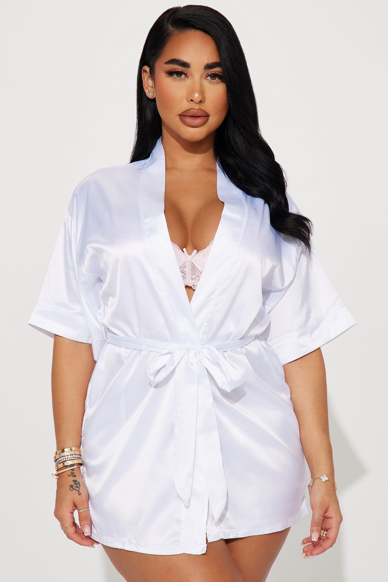 Getting Ready For You Satin Robe - White sold by Fashion Nova