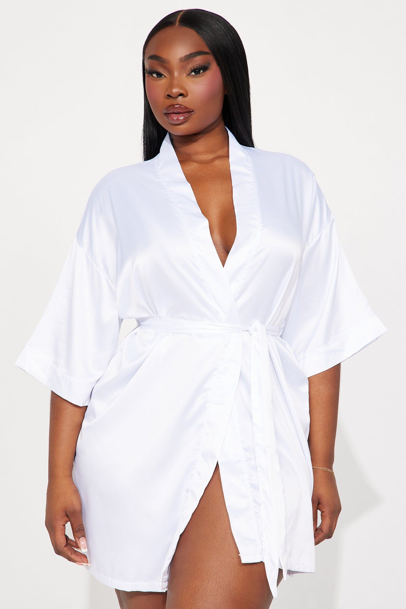 Getting Ready For You Satin Robe - White sold by Fashion Nova product image thumbnail 3