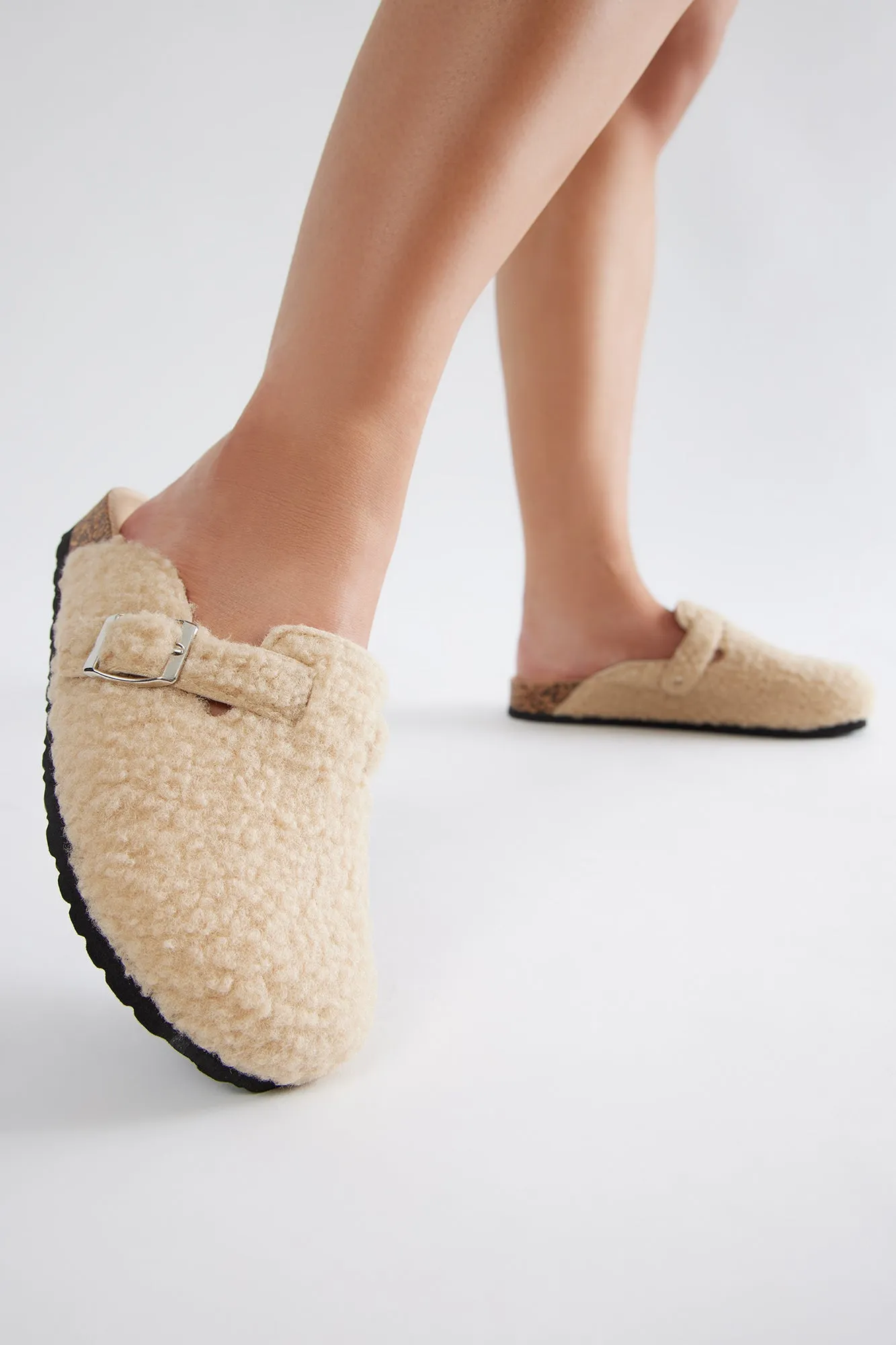 Leo Sherpa Slides - Beige sold by Fashion Nova product image thumbnail 2