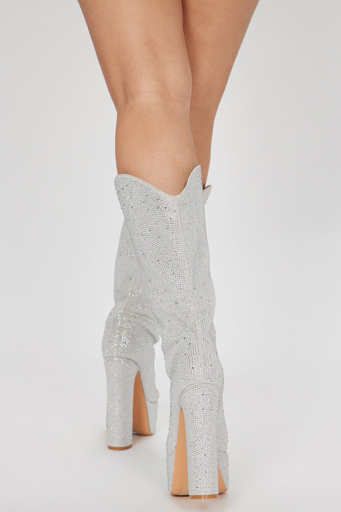 Flashy And Classy Knee High Heeled Boots - Silver sold by Fashion Nova product image thumbnail 2