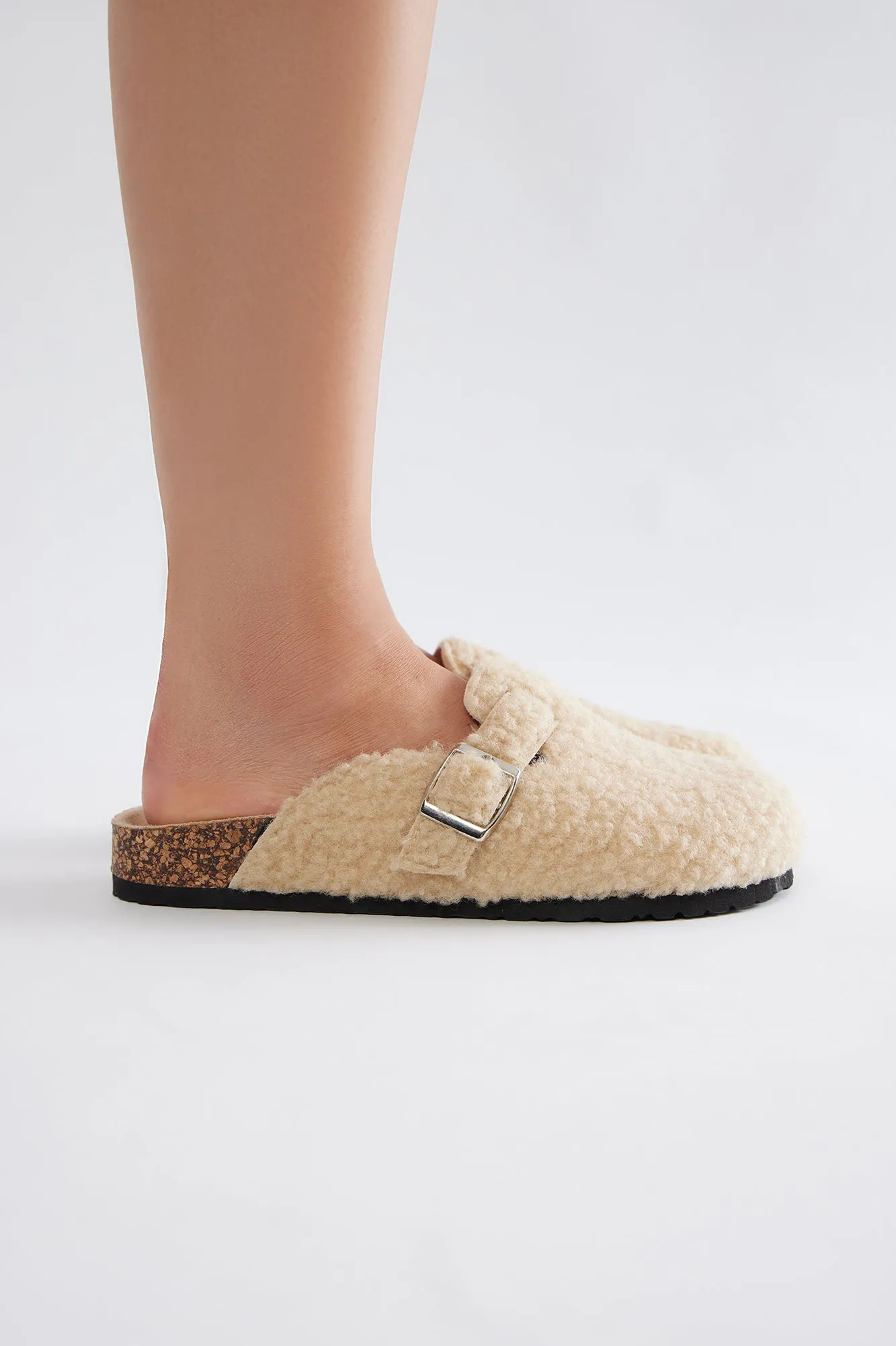 Leo Sherpa Slides - Beige sold by Fashion Nova product image thumbnail 4