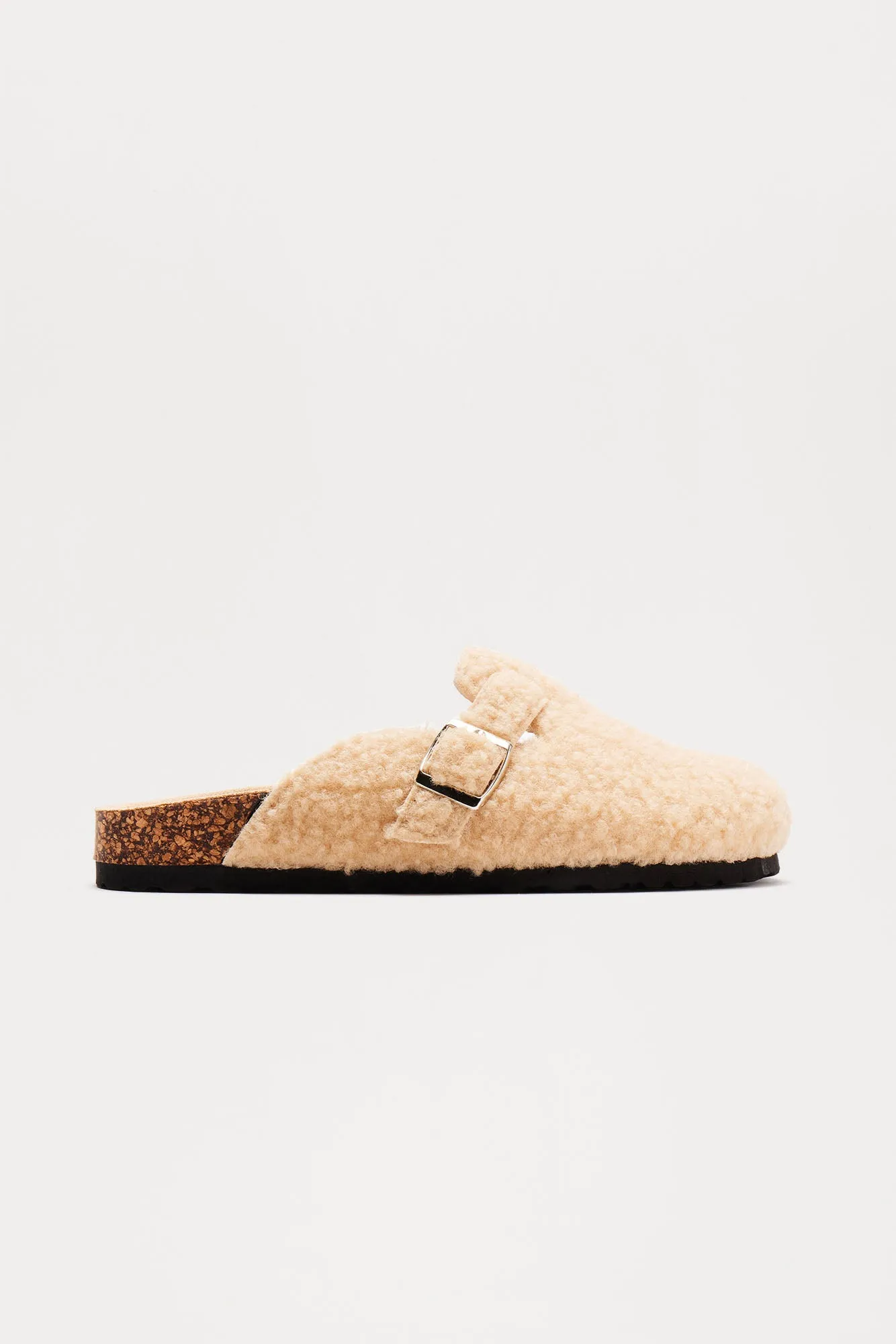 Leo Sherpa Slides - Beige sold by Fashion Nova