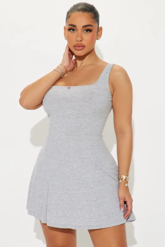 Admiring Me Ribbed Mini Dress - Heather Grey sold by Fashion Nova