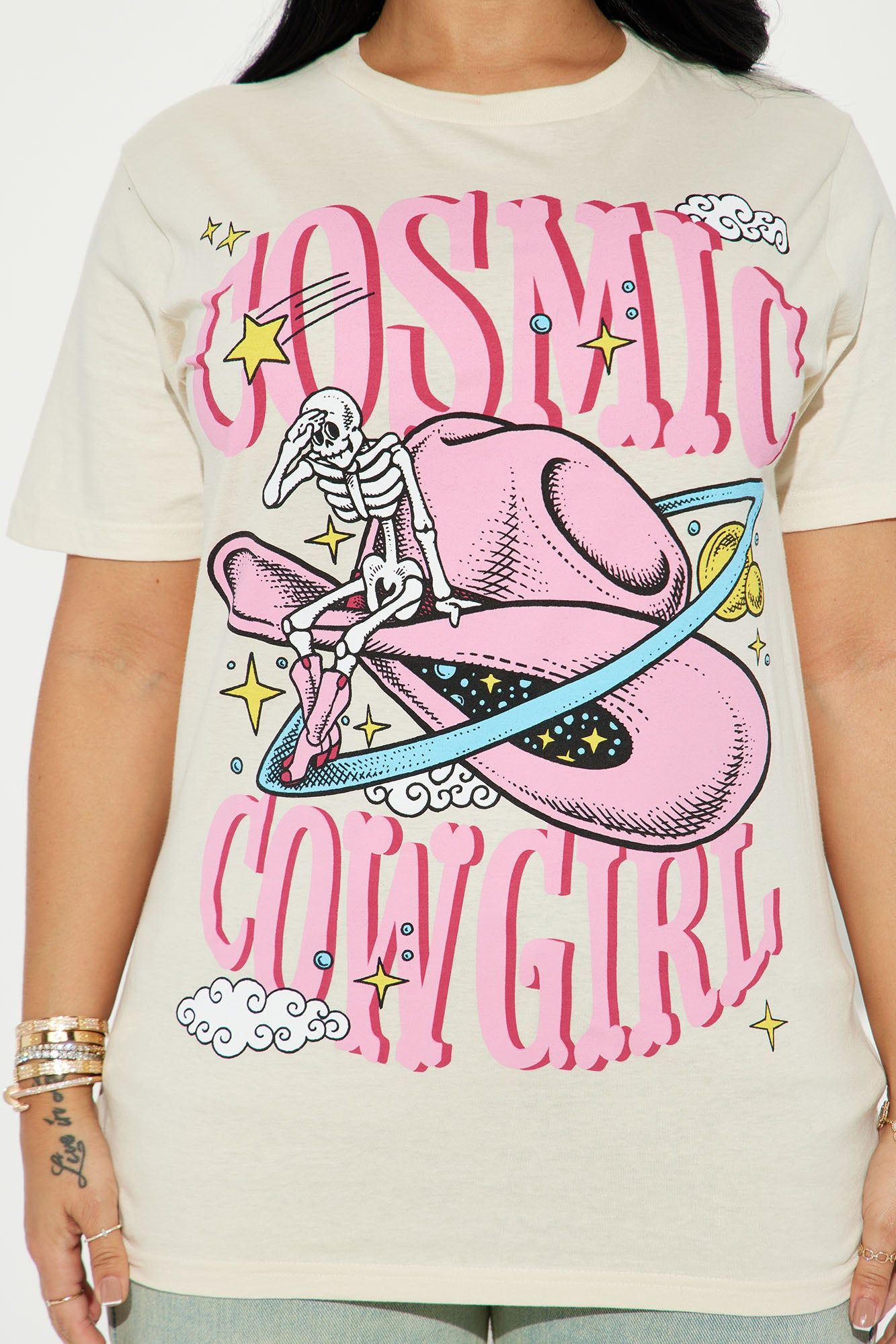 Cosmic Cowgirl Graphic Tee - Cream sold by Fashion Nova product image thumbnail 3