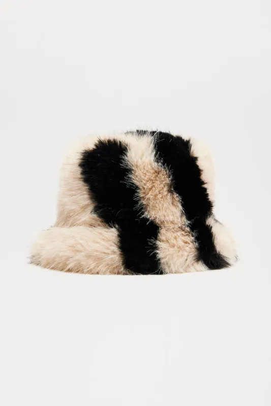 Good Times And Fuzzy Finds Bucket Hat - Nude/combo sold by Fashion Nova