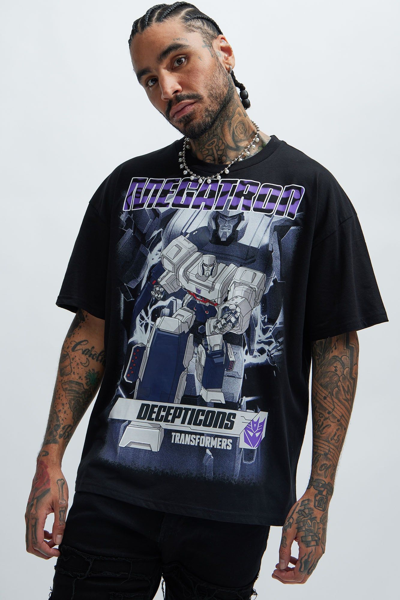 Transformers Megatron Decepticons Oversized Short Sleeve Tee - Black sold by Fashion Nova