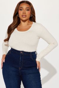 Briana Long Sleeve Top - Oatmeal sold by Fashion Nova