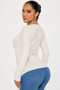 Briana Long Sleeve Top - Oatmeal sold by Fashion Nova