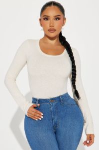 Briana Long Sleeve Top - Oatmeal sold by Fashion Nova