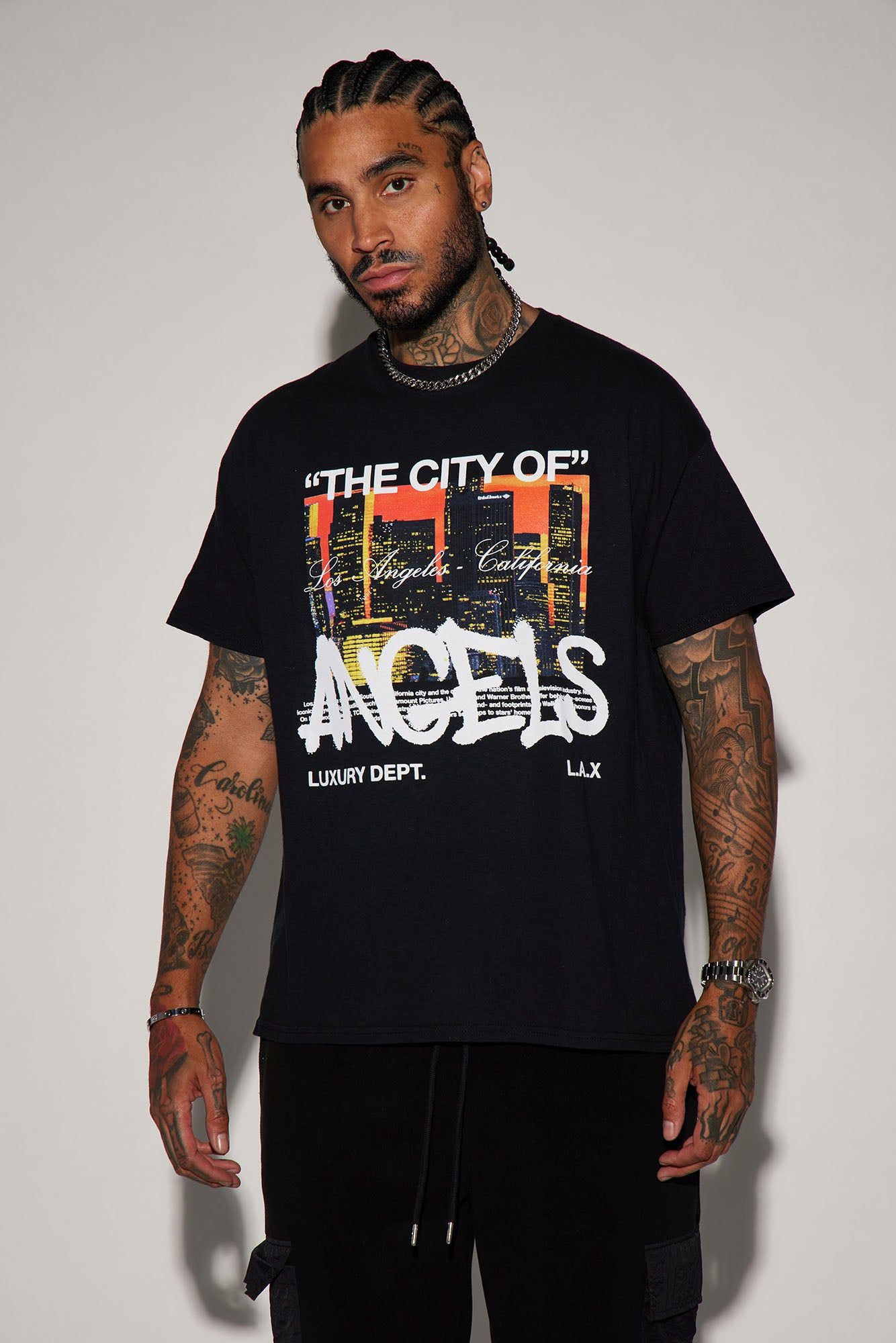 The City Of Angels Short Sleeve Tee - Black sold by Fashion Nova