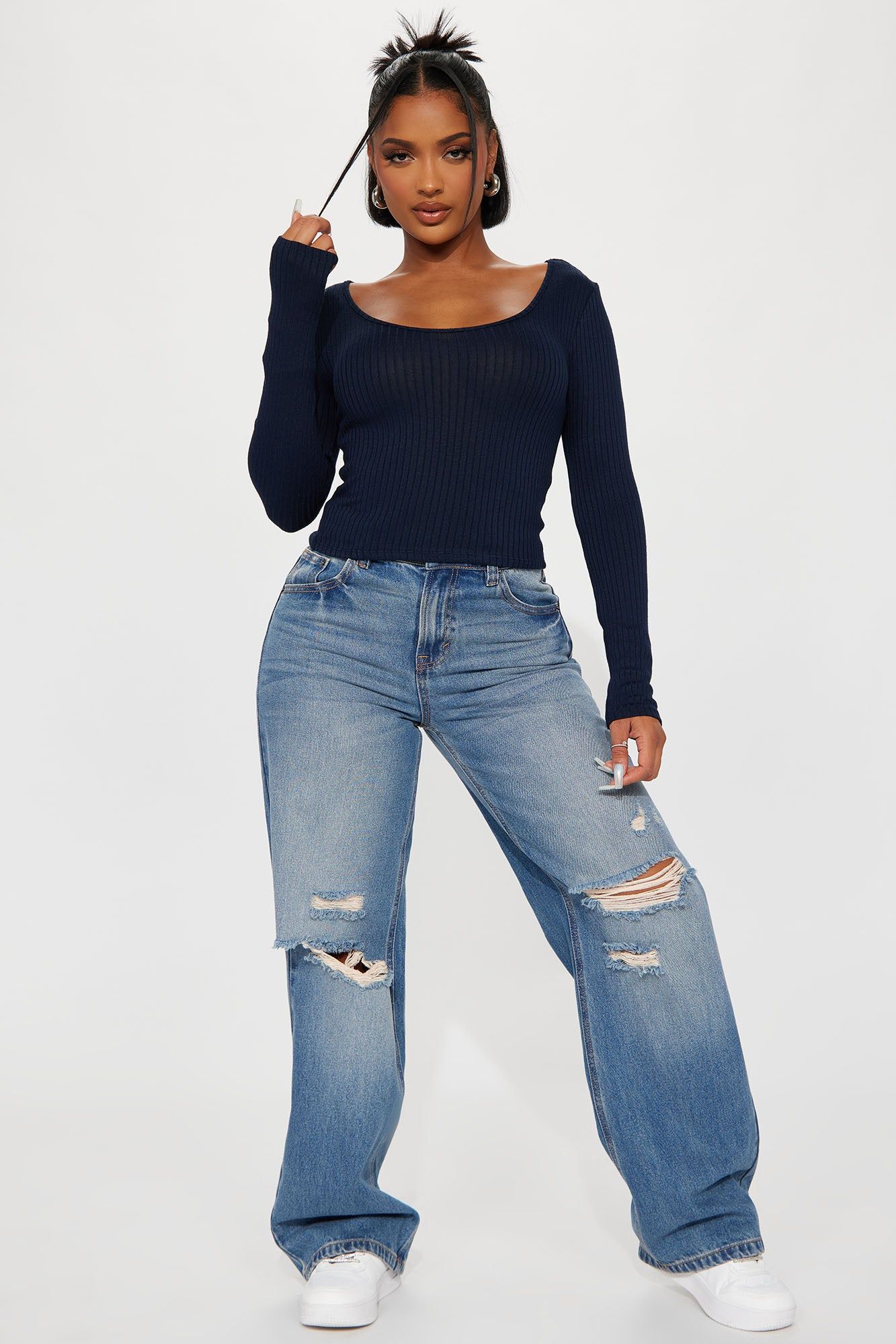Emelia Ribbed Top - Navy sold by Fashion Nova product image thumbnail 2