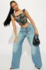 Fancy Feel Floral Jacquard Corset Top - Black/combo sold by Fashion Nova