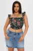 Fancy Feel Floral Jacquard Corset Top - Black/combo sold by Fashion Nova