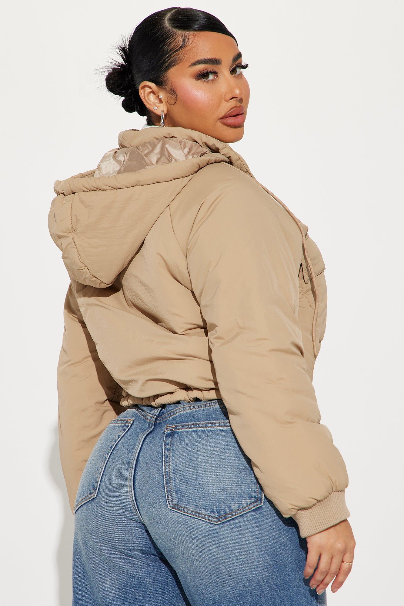 Giving You The Cold Shoulder Puffer Jacket - Khaki sold by Fashion Nova product image thumbnail 4
