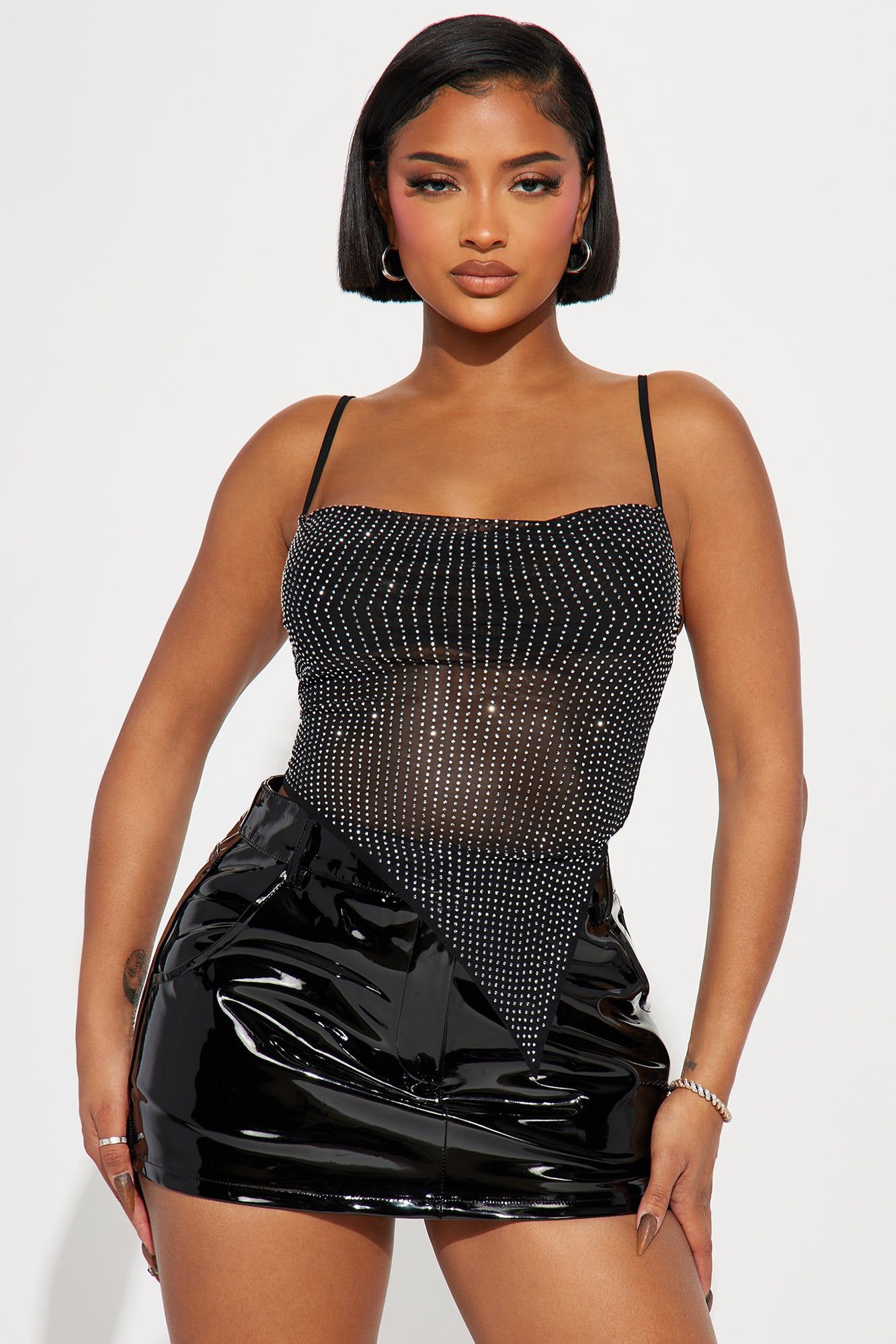 Keep Your Shine Mesh Top - Black sold by Fashion Nova